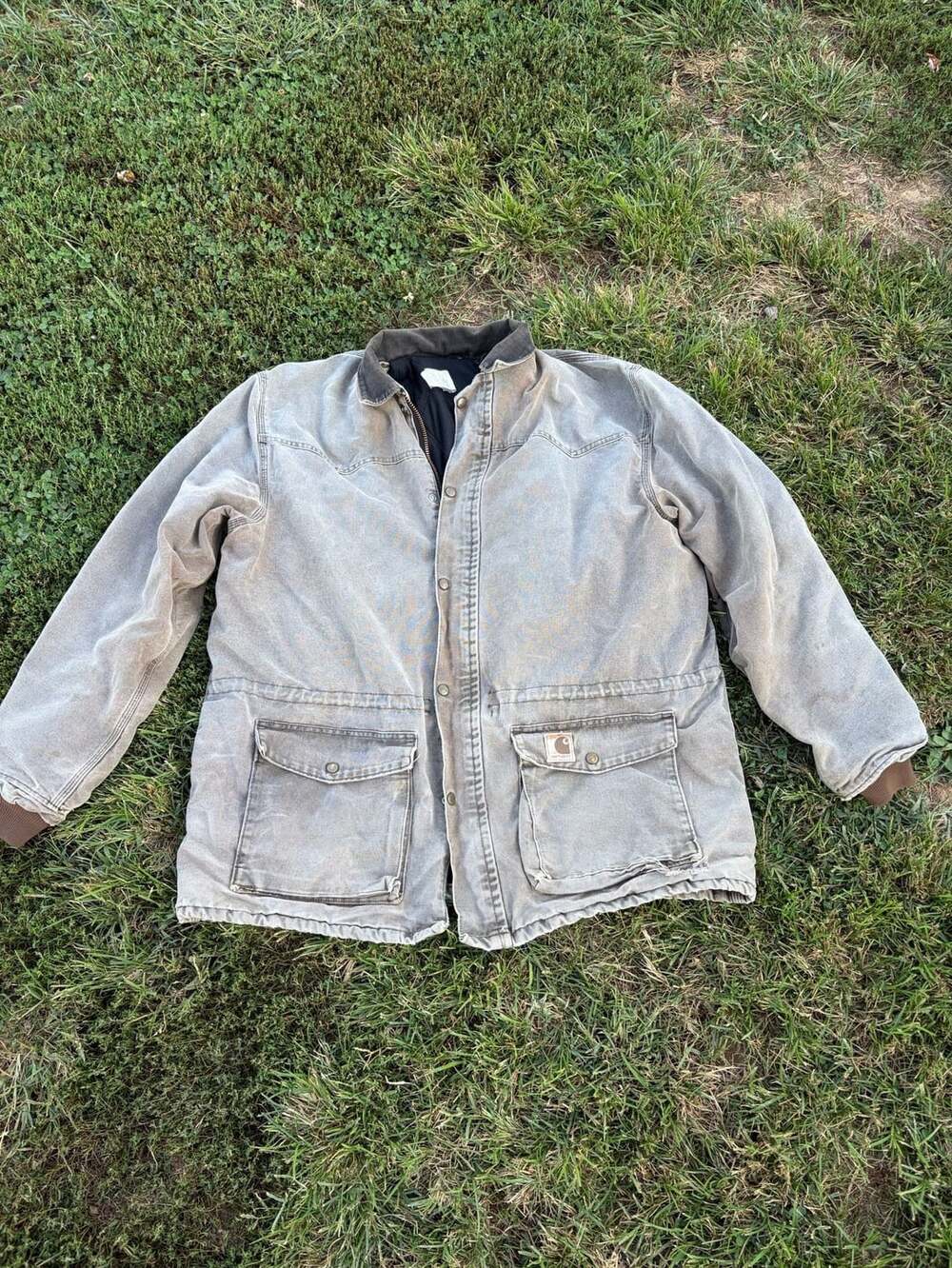 Vintage 90s Carhartt C08 Ranch Coat XL Tall USA Distressed Brown Workwear